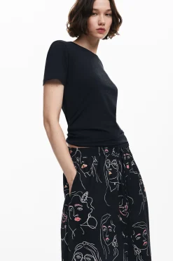 Long skirt with faces