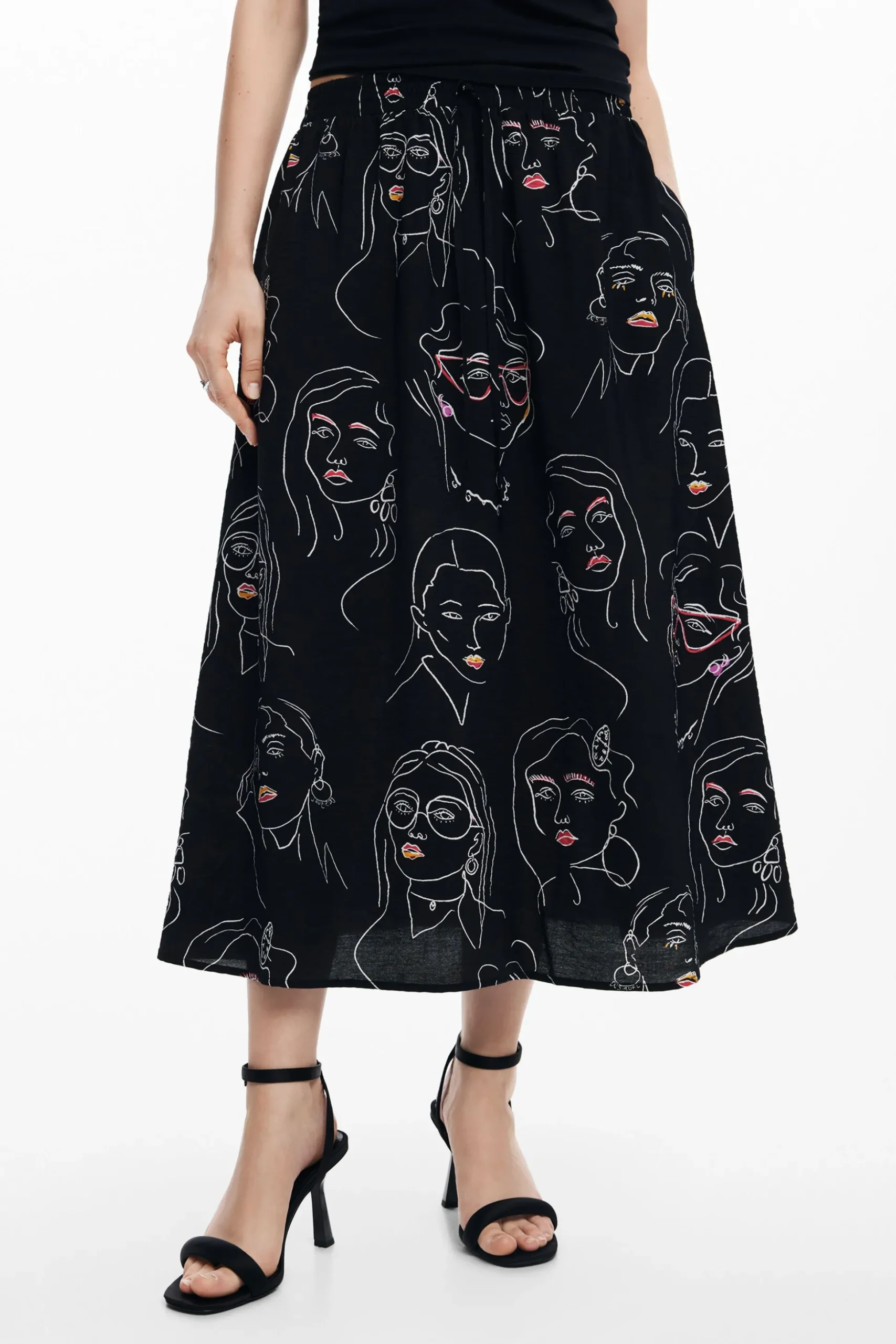 Long skirt with faces