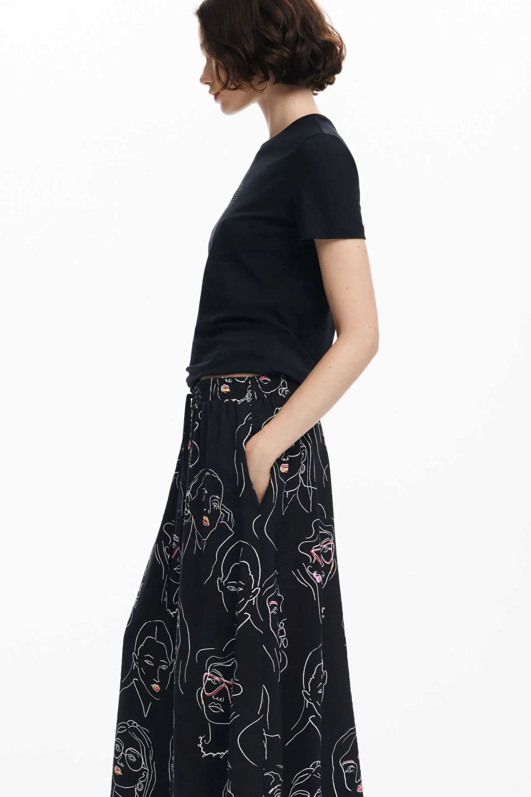 Long skirt with faces