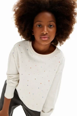 Long-sleeve polka dot T-shirt