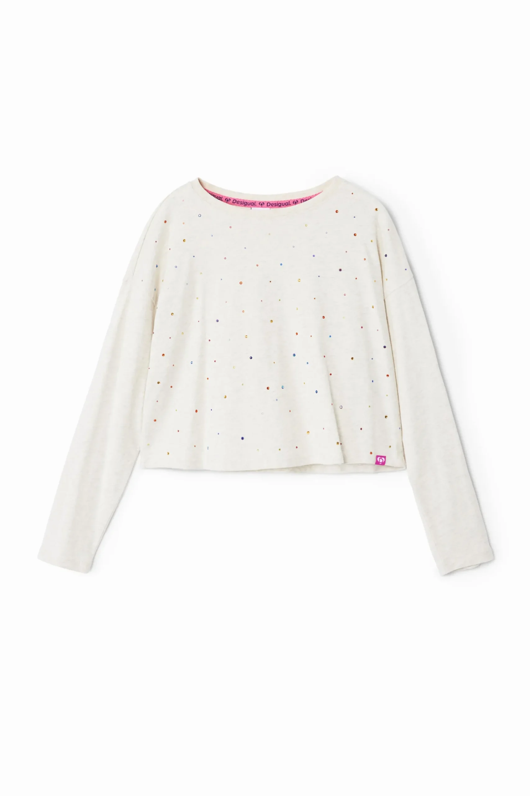 Long-sleeve polka dot T-shirt
