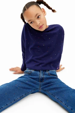 Long-sleeve polka dot T-shirt