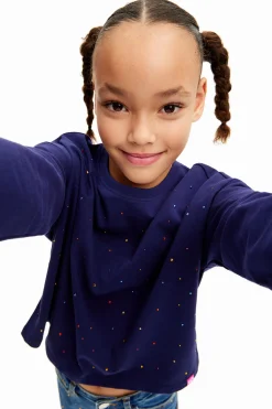 Long-sleeve polka dot T-shirt