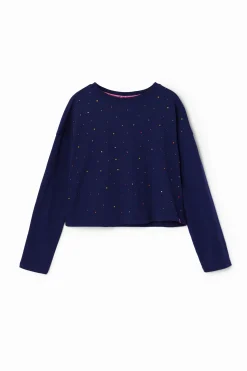 Long-sleeve polka dot T-shirt