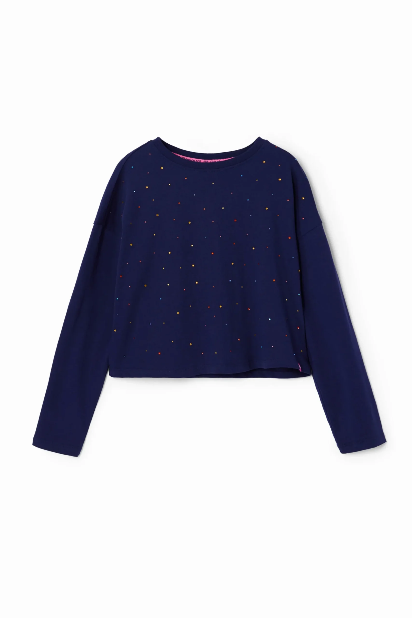 Long-sleeve polka dot T-shirt
