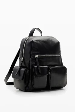 M leather pockets backpack