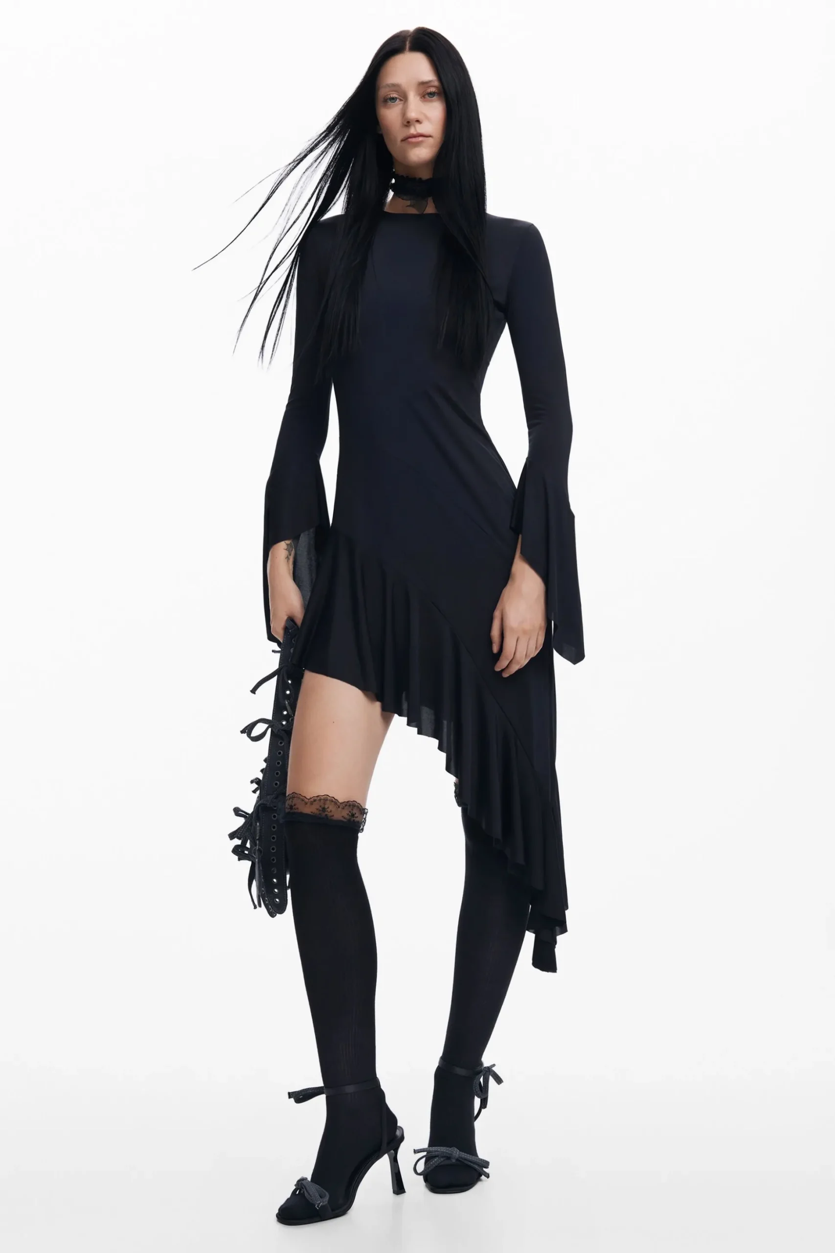 María Escoté asymmetric black dress