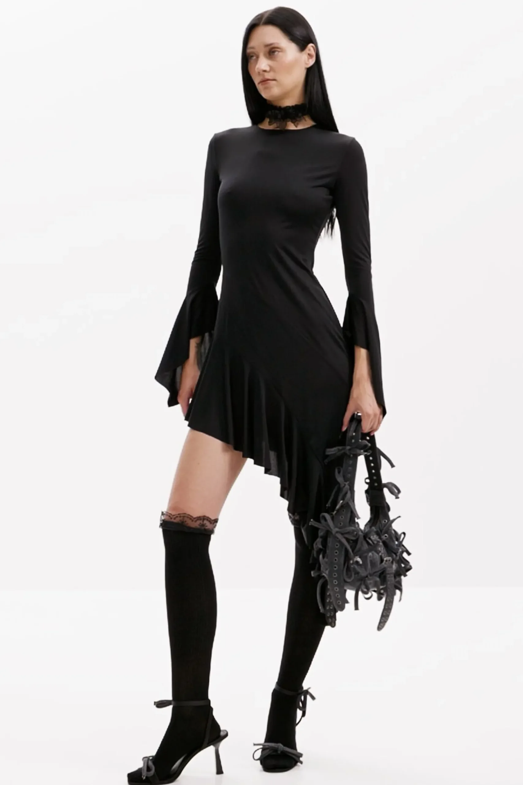 María Escoté asymmetric black dress
