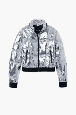 Metallic coat with hood