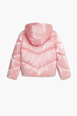 Metallic padded coat with hood