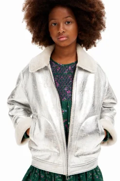 Metallic shearling jacket