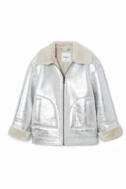 Metallic shearling jacket