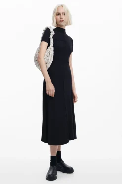 Midi dress with high neck