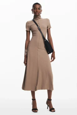 Midi dress with high neck