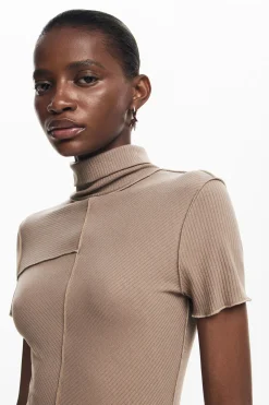 Midi dress with high neck