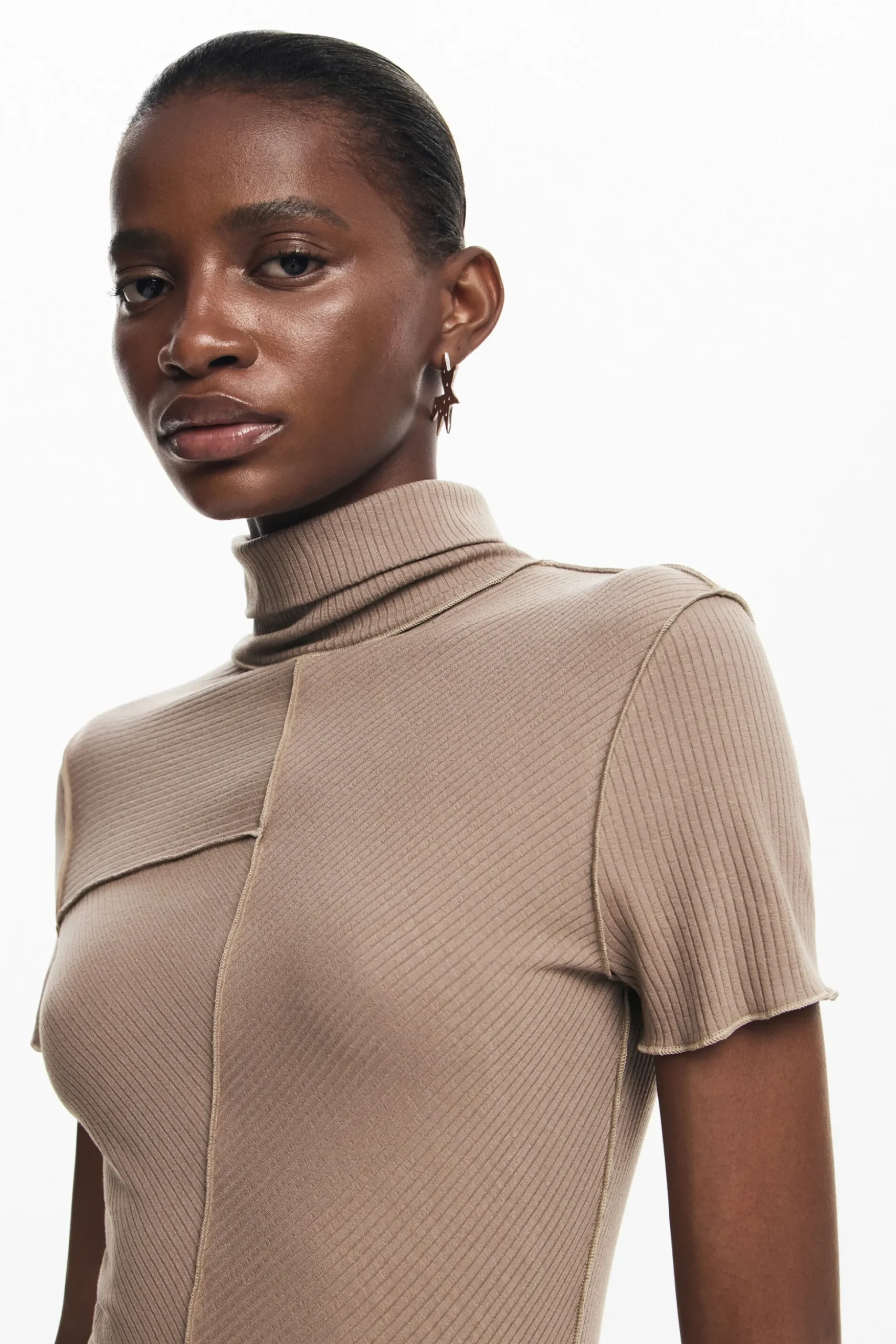 Midi dress with high neck
