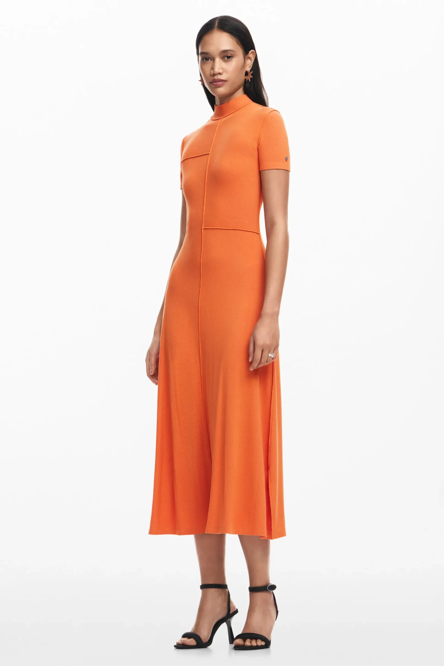 Midi dress with high neck