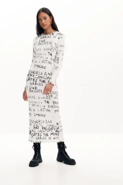 Midi dress with phrase