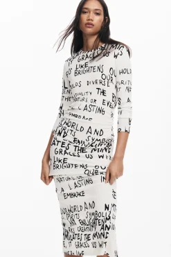 Midi dress with phrase