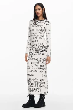 Midi dress with phrase