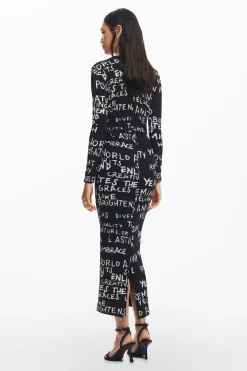 Midi dress with phrases