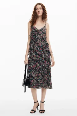 Midi dress with ruffles