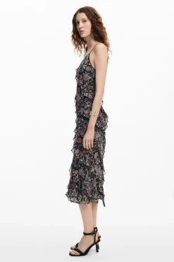 Midi dress with ruffles