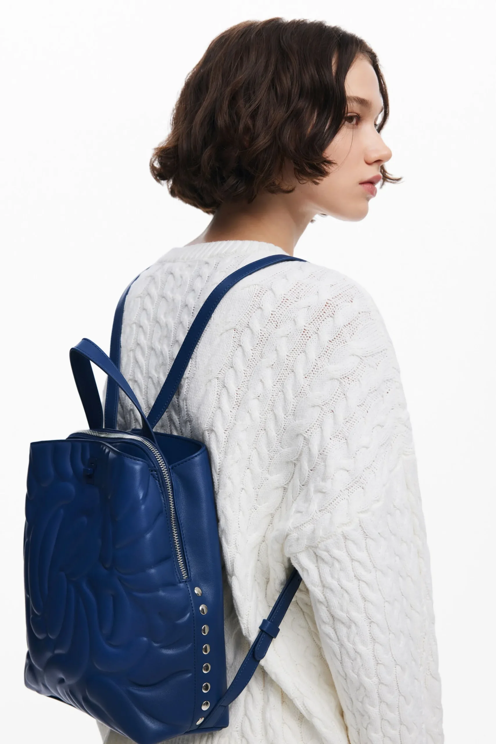 Mini backpack with geometric flowers