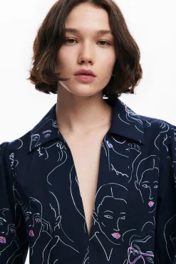 Mini dress with faces