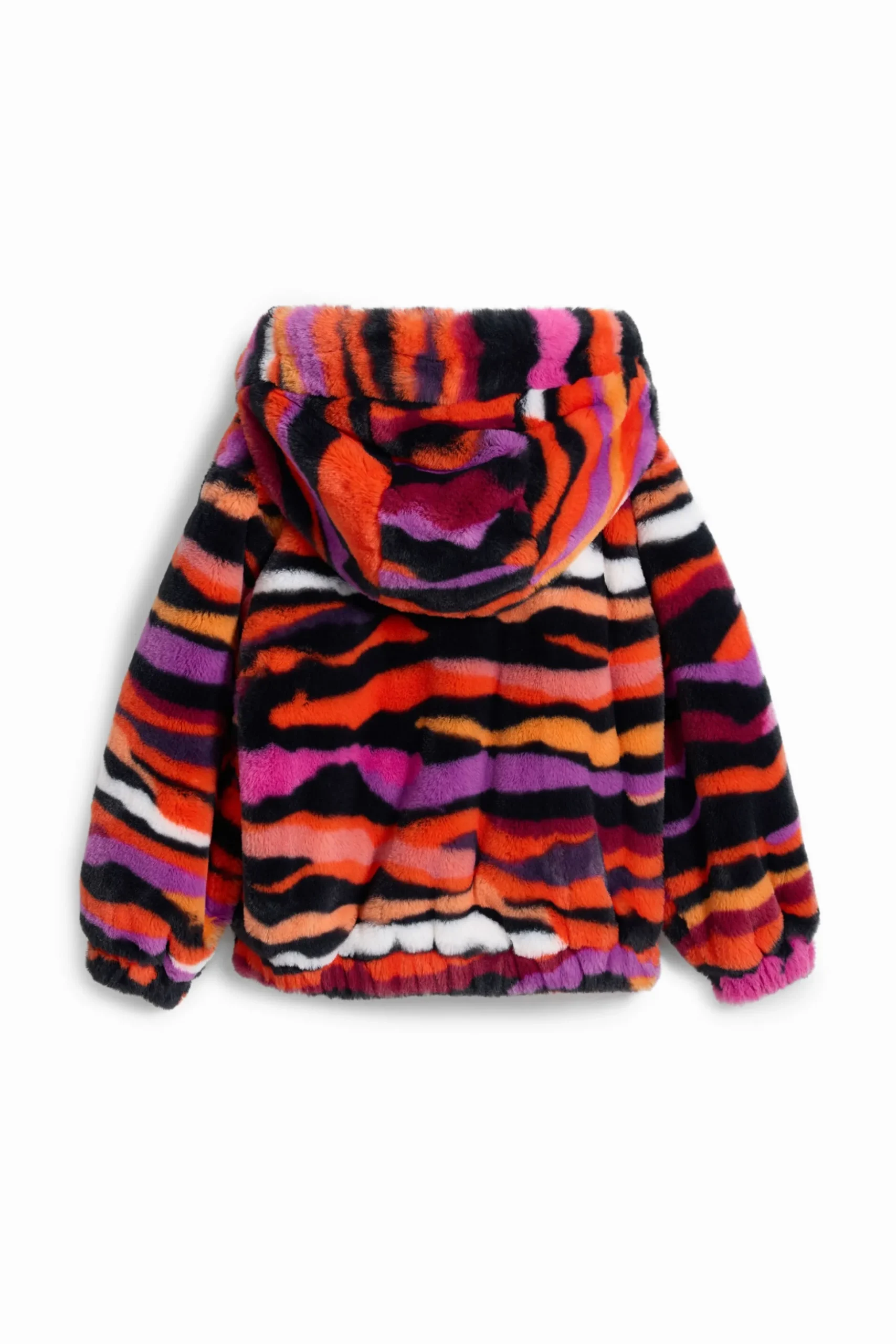 Multicolored animal print faux fur jacket