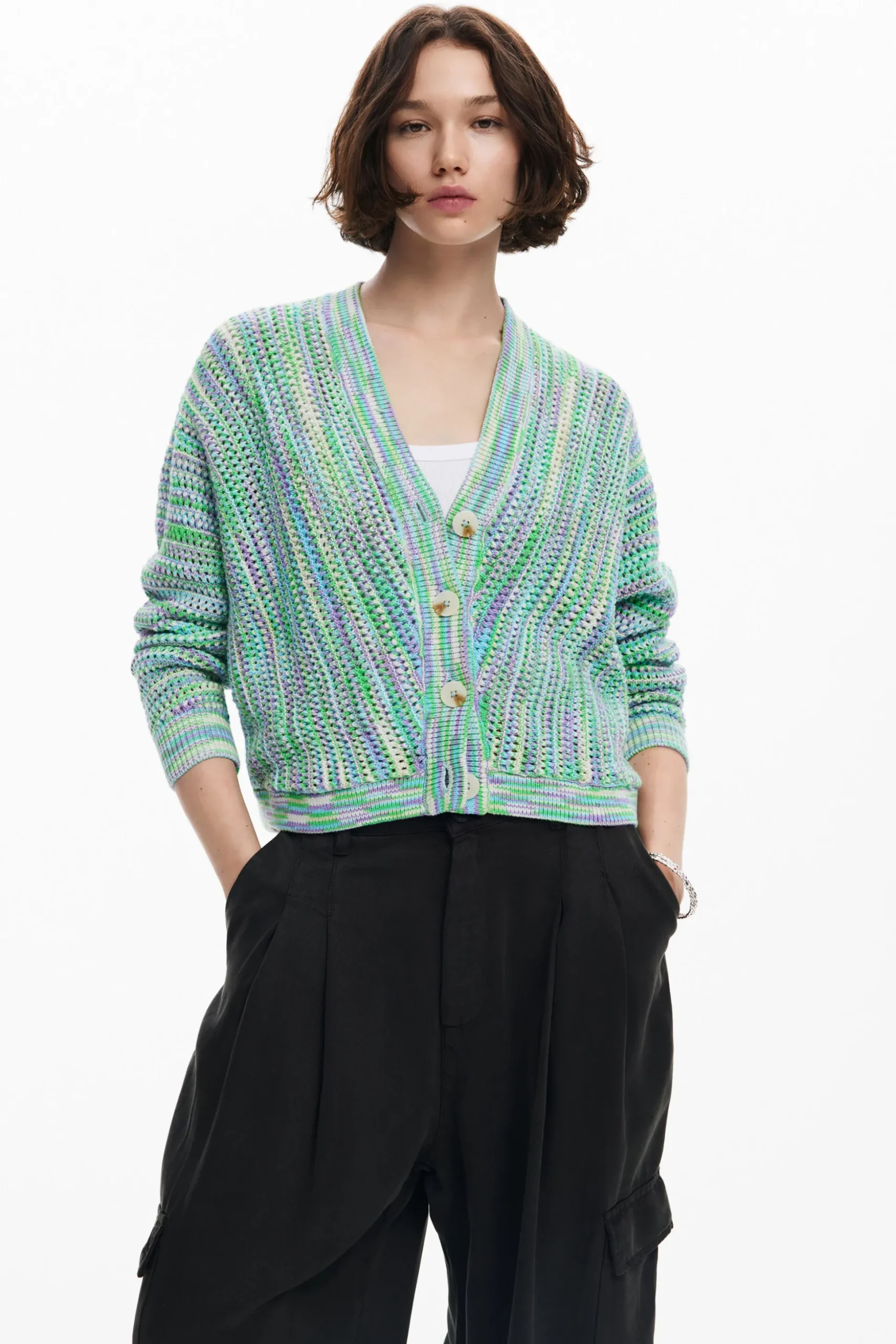 Multicolored printed cardigan