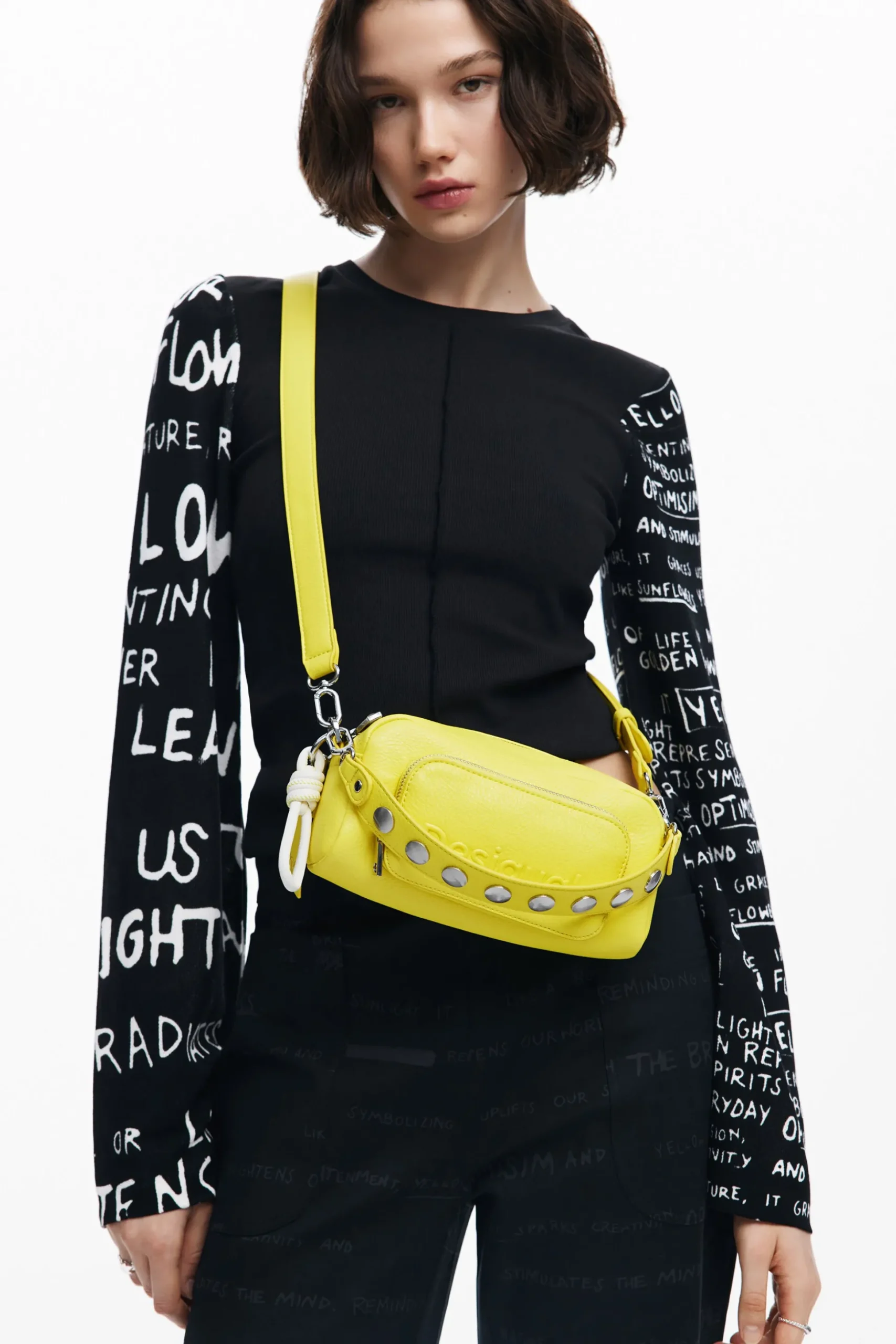 Multi-handle faux leather crossbody bag
