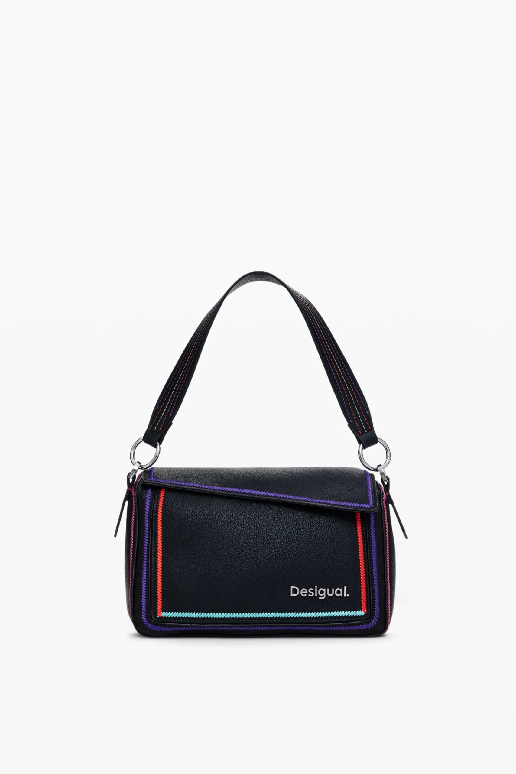 Multilineal handbag with zipper
