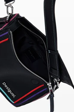 Multilineal handbag with zipper