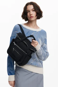 Multi-pocket nylon handbag