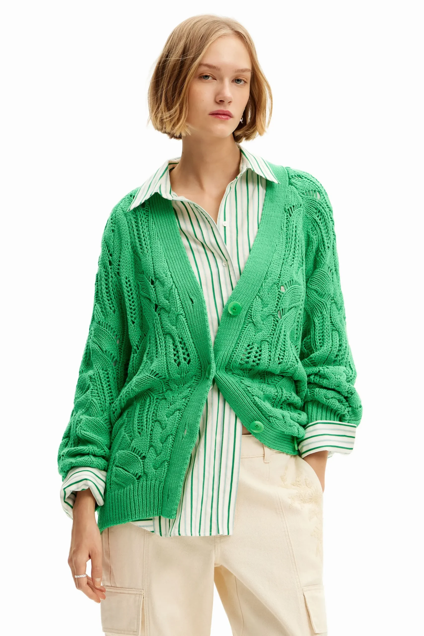 Oversize openwork cardigan