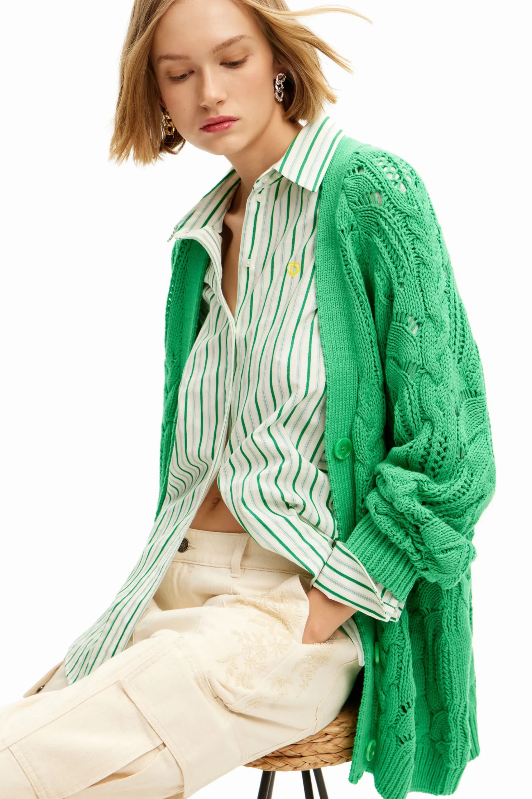 Oversize openwork cardigan