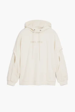 Oversized sweatshirt with sleeve slits