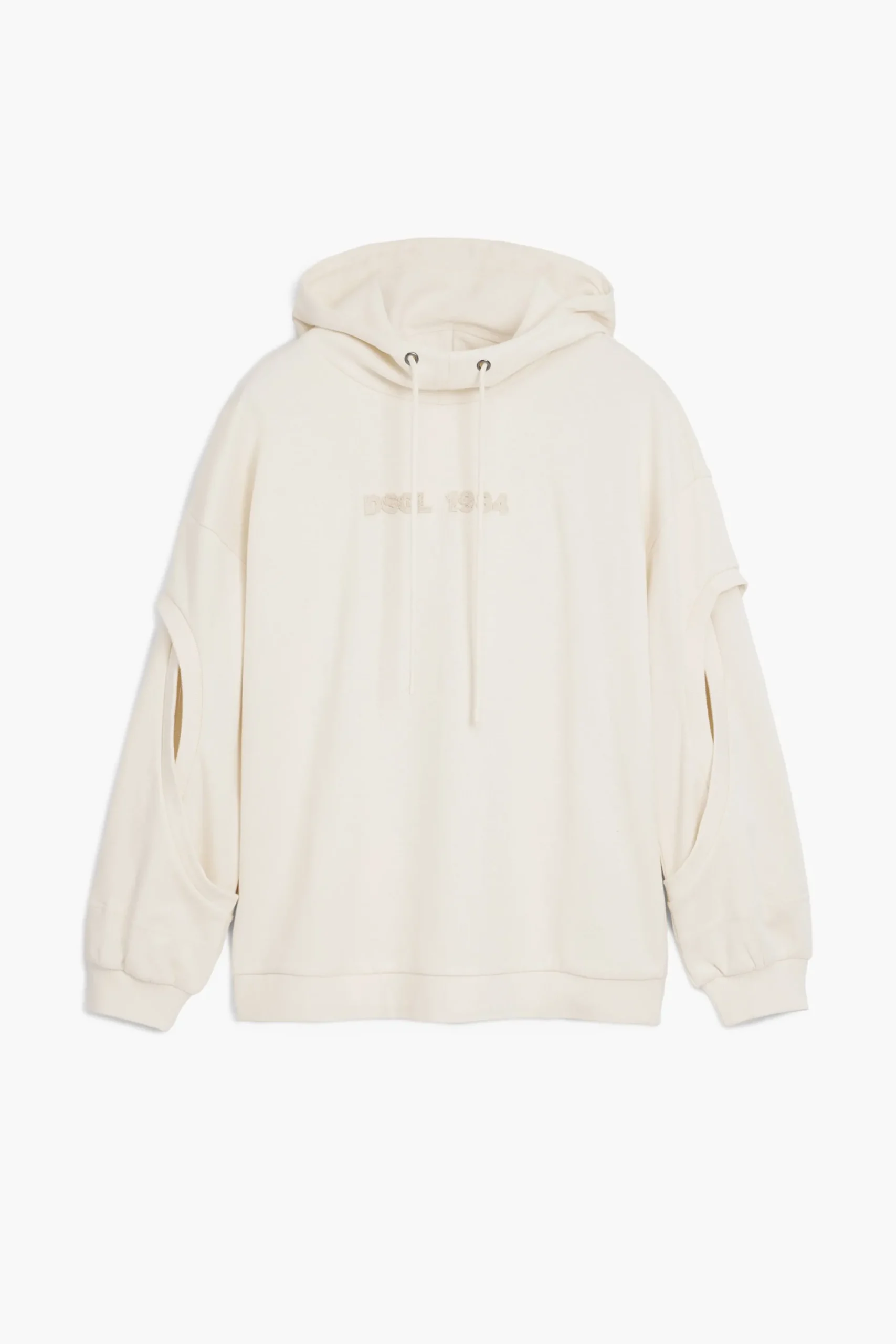 Oversized sweatshirt with sleeve slits