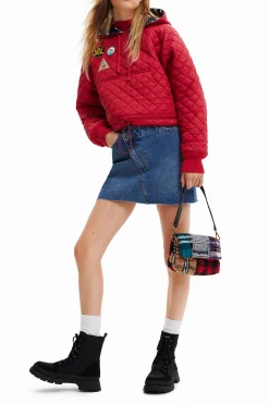 Padded hoodie with patches