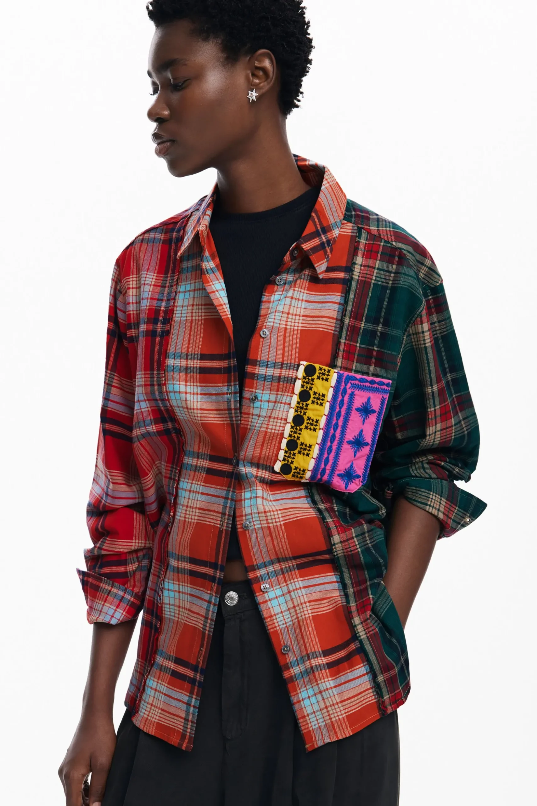 Patchwork checkered shirt