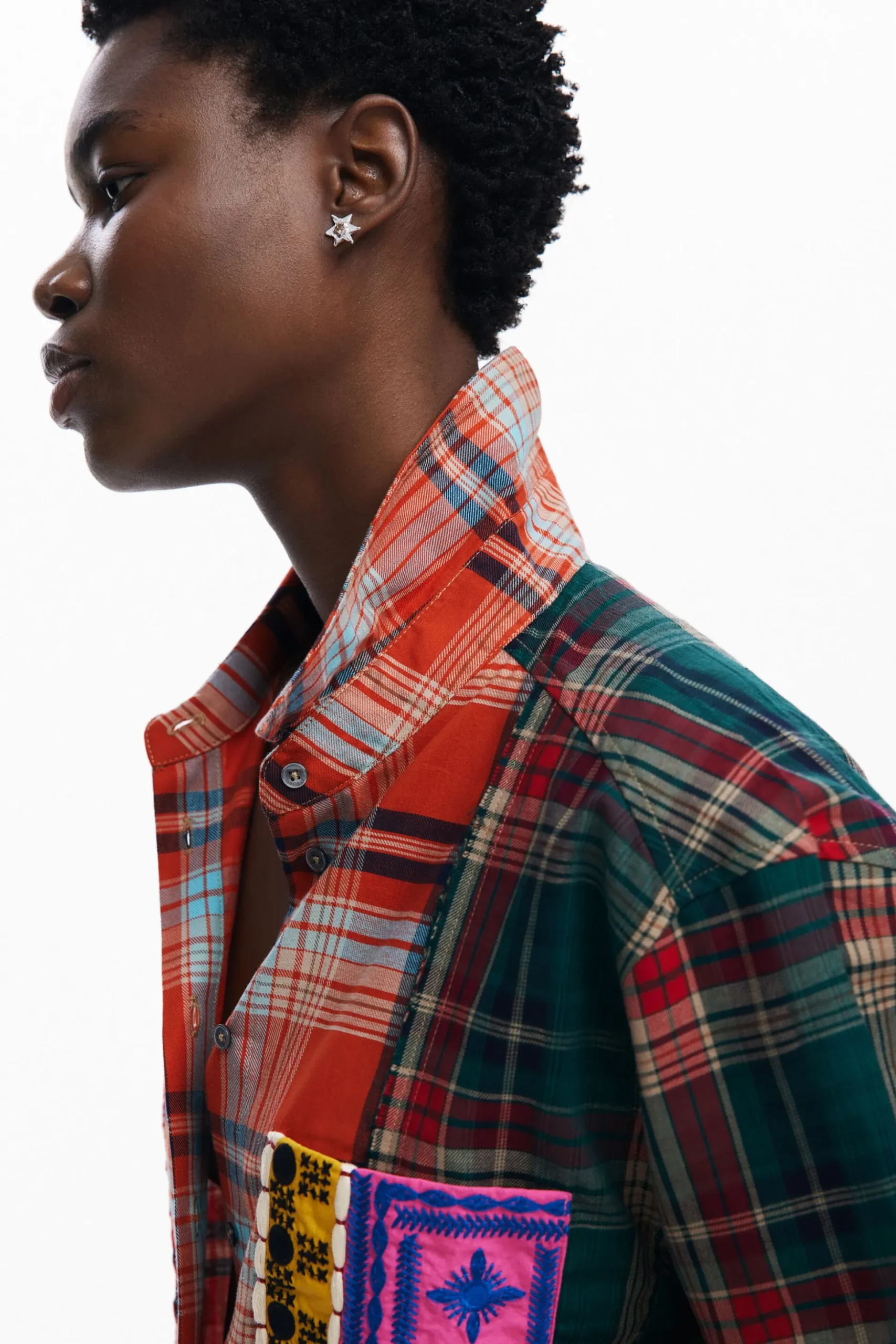 Patchwork checkered shirt