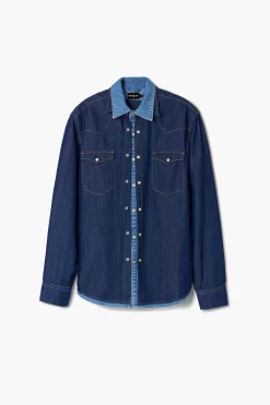 Patchwork denim shirt