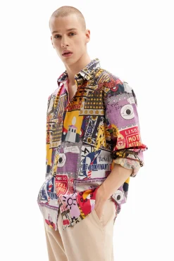 Patchwork poplin shirt
