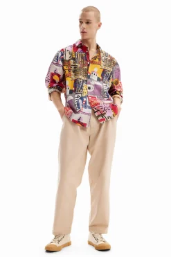 Patchwork poplin shirt