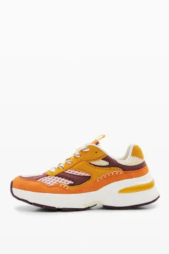 Patchwork split leather running sneakers