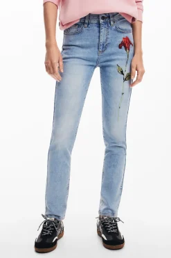 Pink denim pants