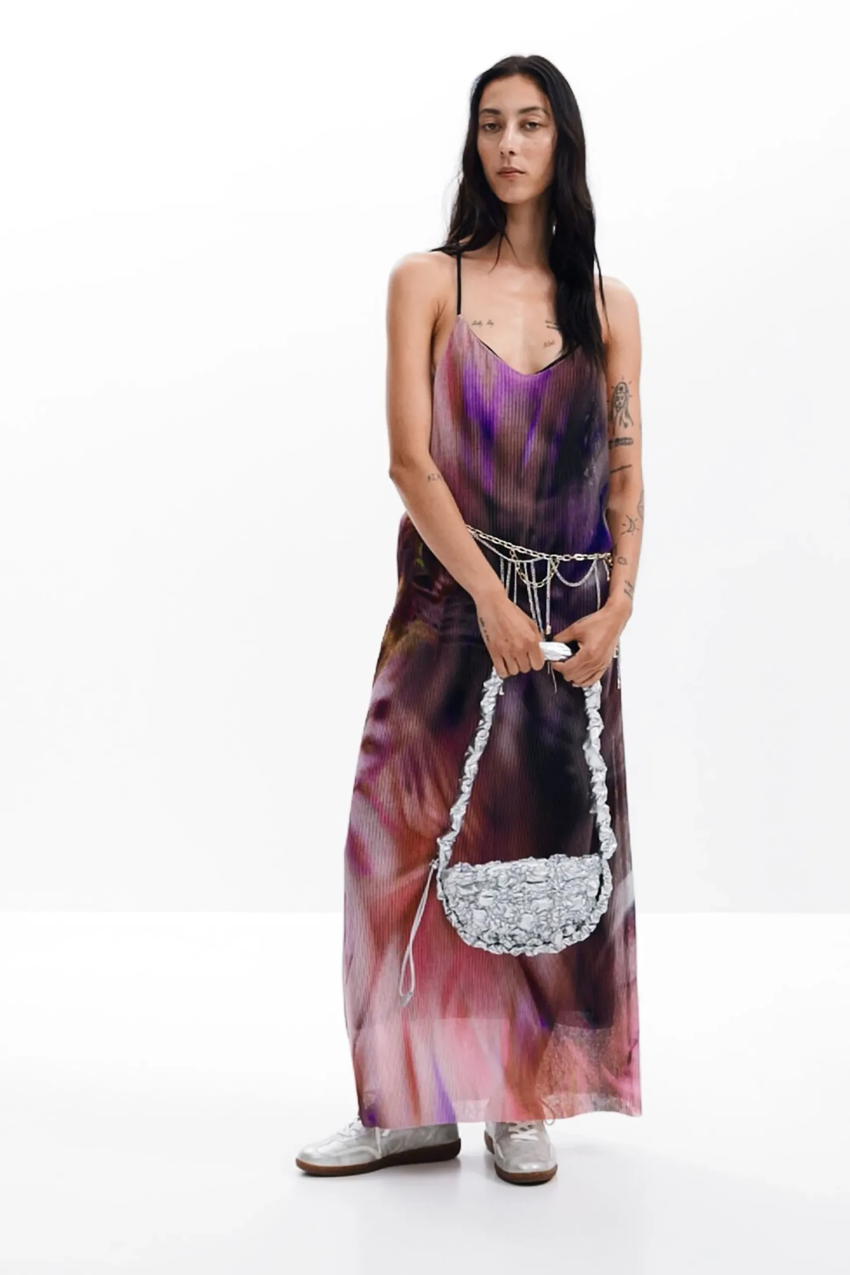 Pleated dress with floral print