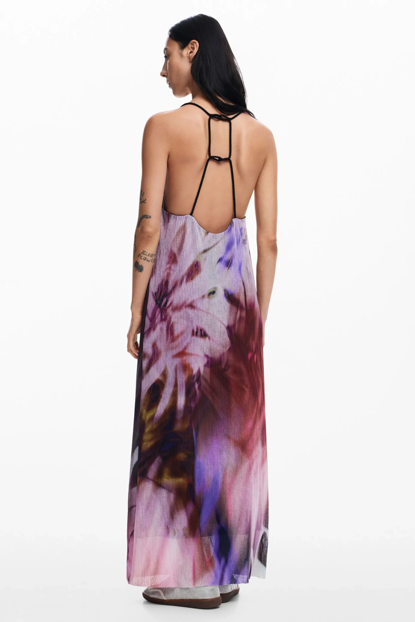 Pleated dress with floral print