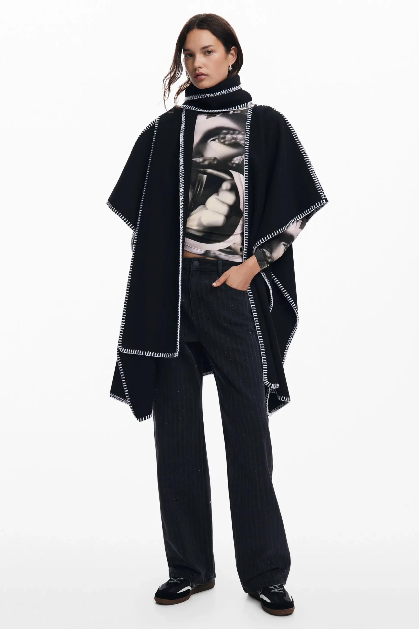 Poncho with scarf